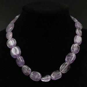 STERLING SILVER FP CHINA AMETHYST BEAD NECKLACE
